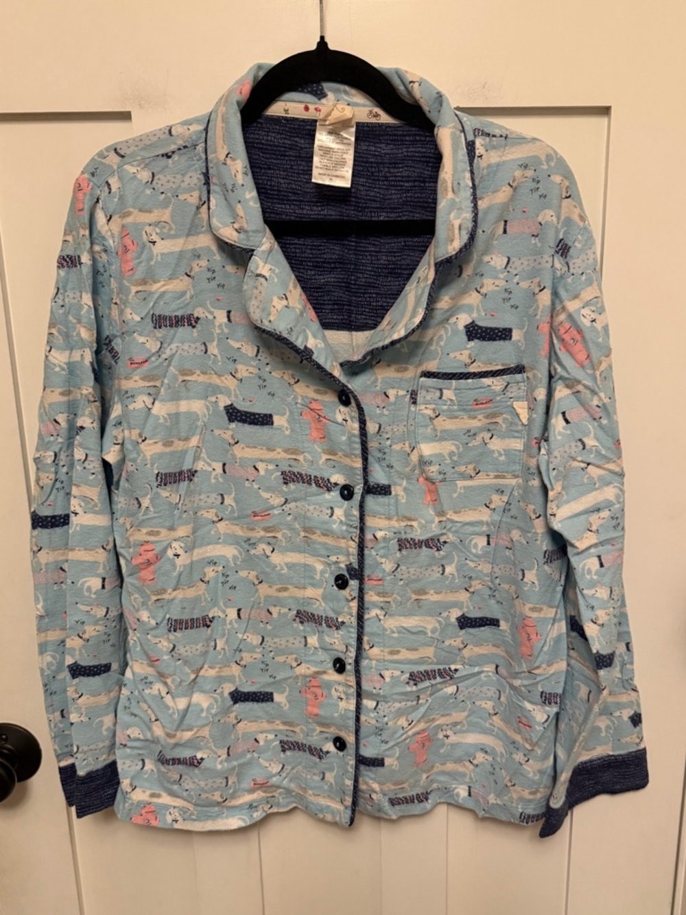 Munki Munki Womens 2 Piece Flannel Classic Pajama Set Light Blue Dog XL - Picture 7 of 10